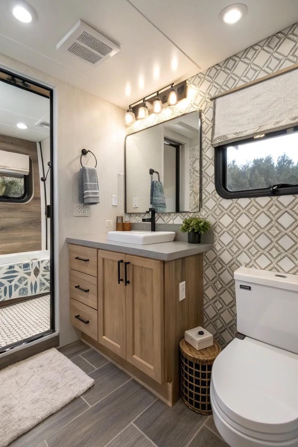 Peel and stick tiles offer style and easy installation.