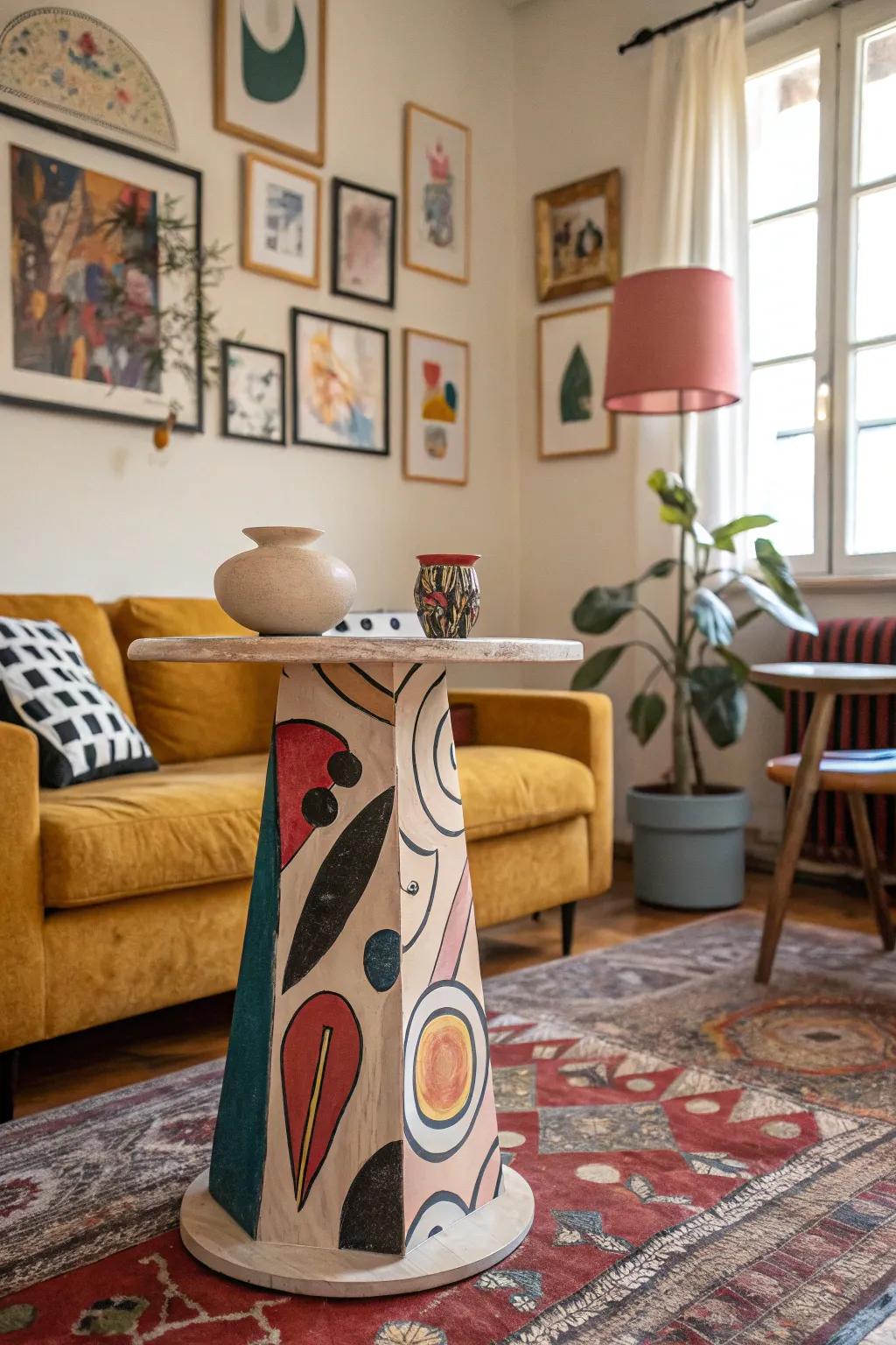 Artistic tables act as striking statement pieces.