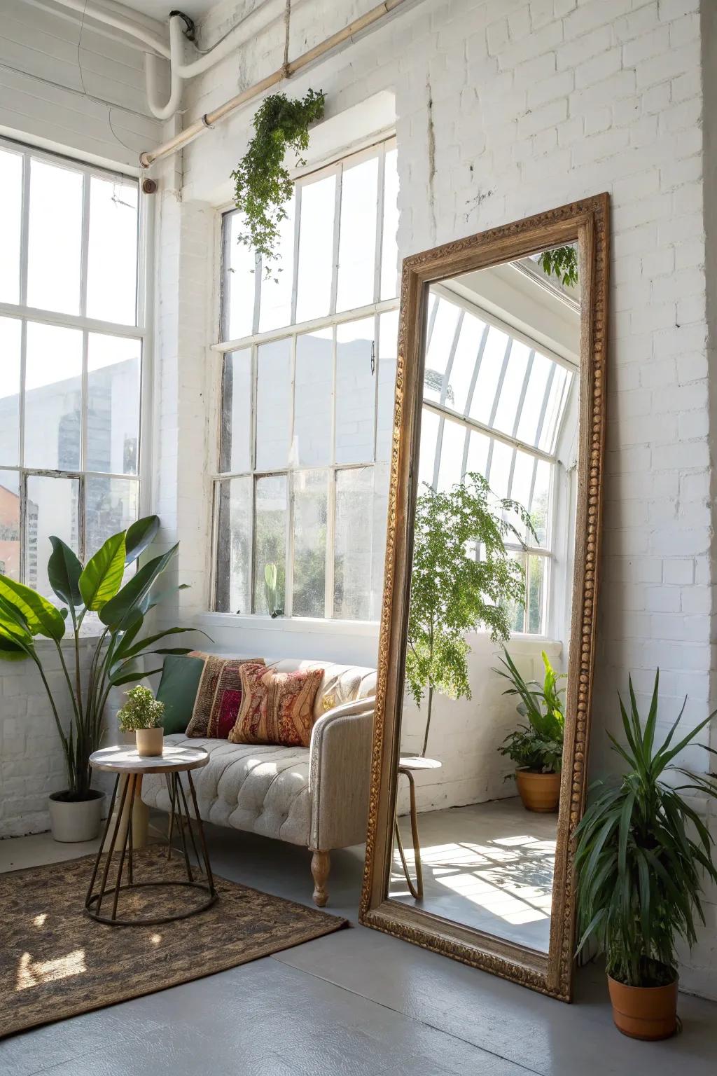 Mirrors reflect light and space, enhancing a room's openness.
