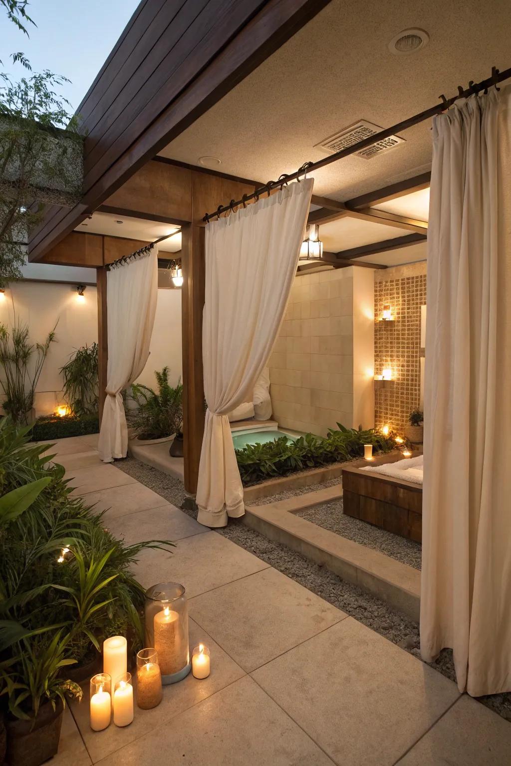 Create a private oasis with curtains or screens.
