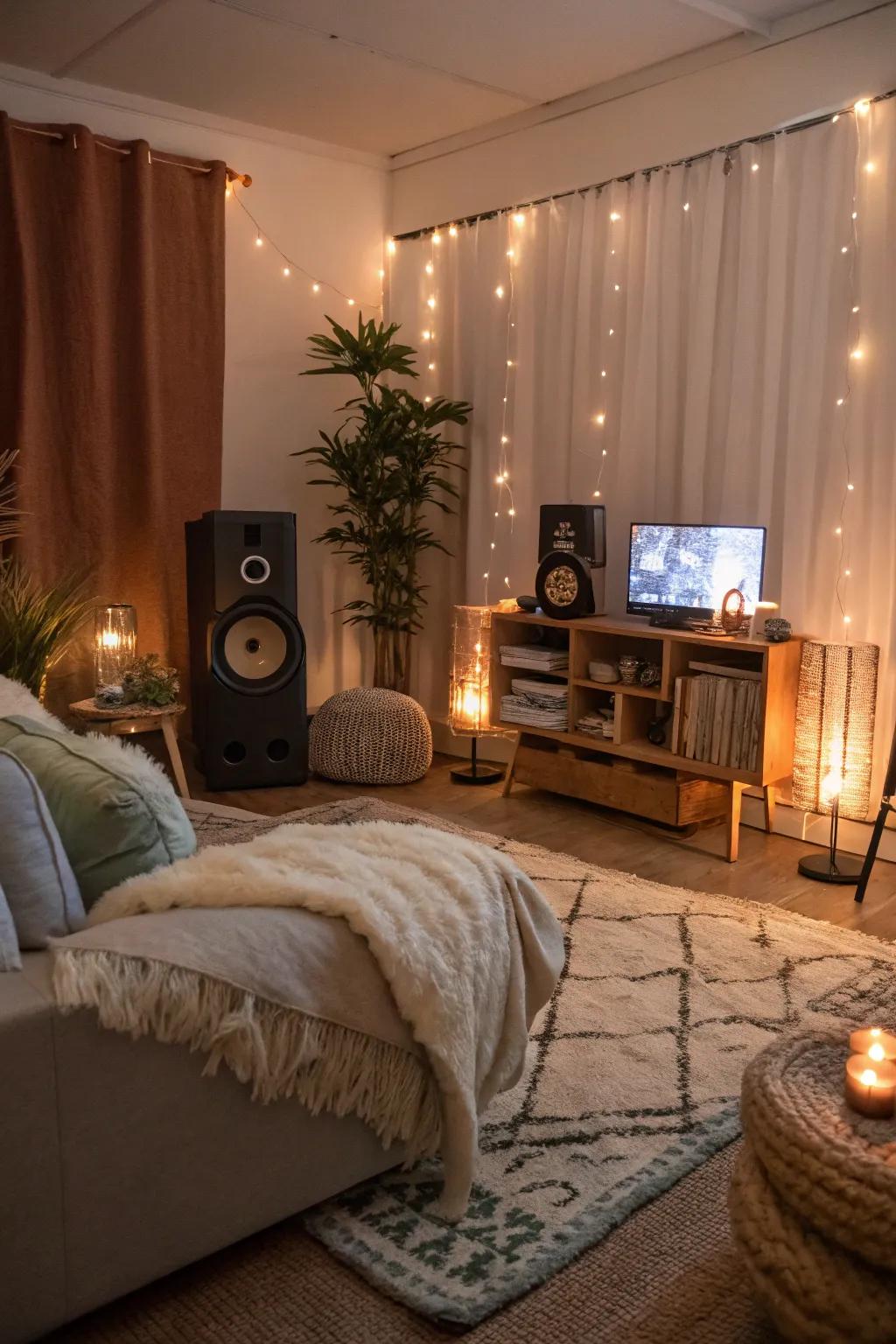 Soothing audio sets the perfect mood for a spa sleepover.