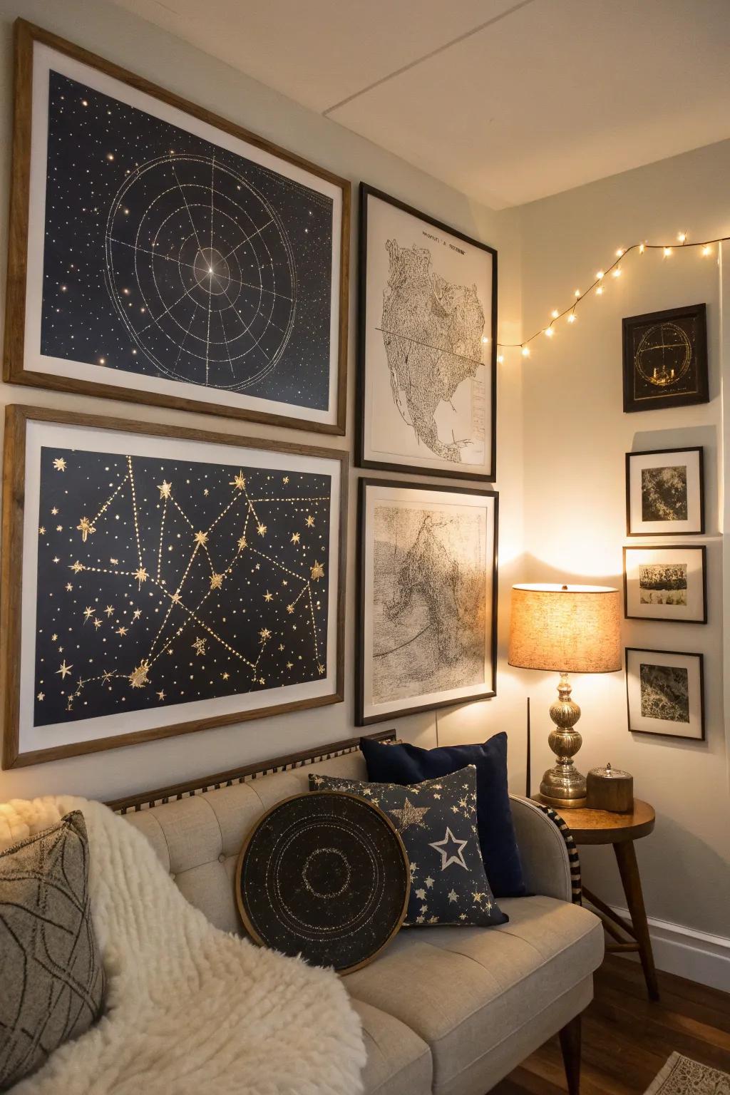 Constellation wall art blends beauty with astronomy.