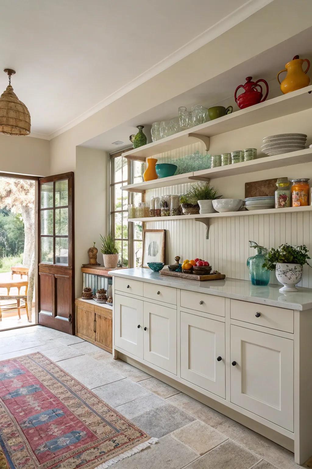 Open shelving offering a personal touch and display space within your kitchen.