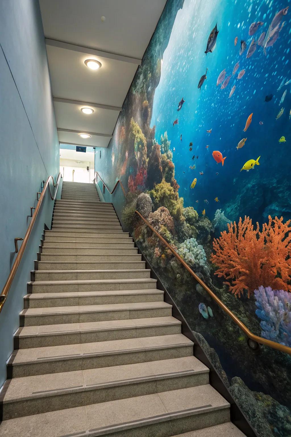 Design an underwater escape using this sea-themed wall covering.