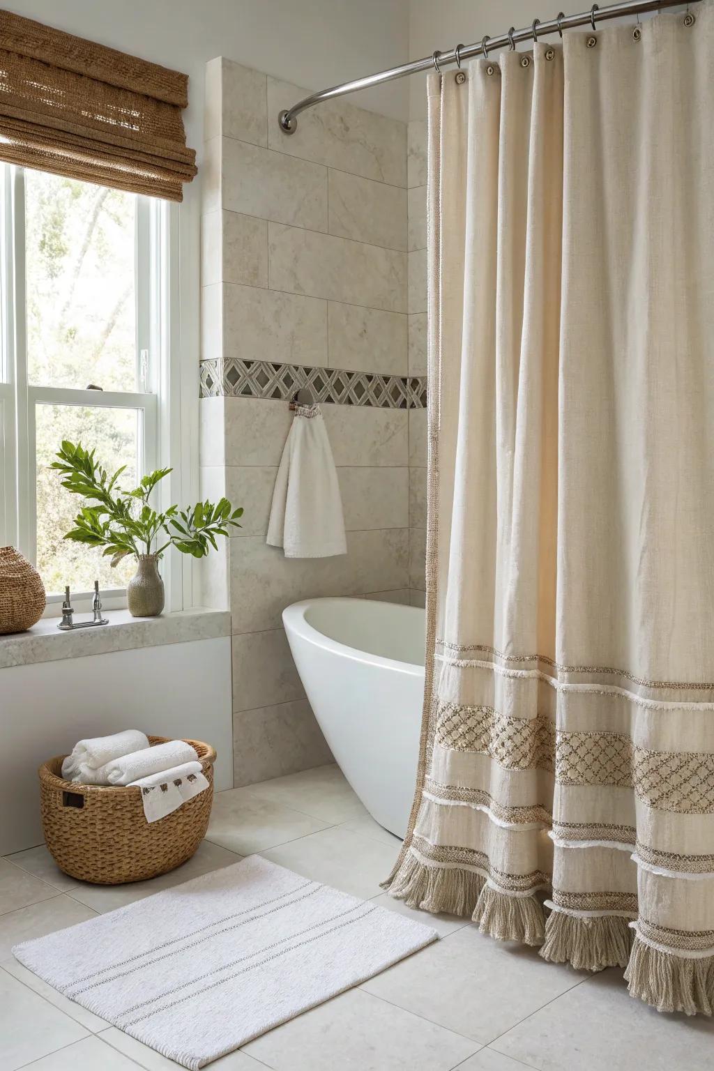 Eco-friendly shower curtains merge style with sustainability.