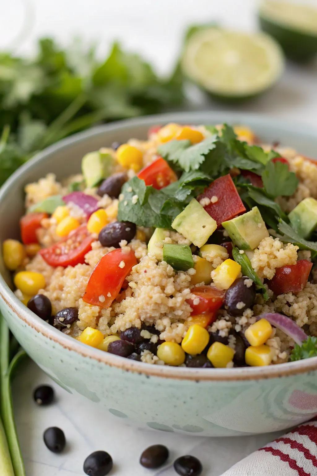 Southwest quinoa salad, refreshing and vibrant.