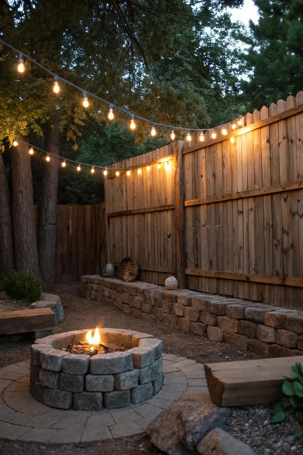 A rustic fence provides a charming backdrop for glow strands.