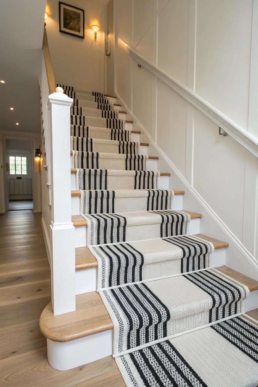 Modern minimalism achieved with monochrome stripes.