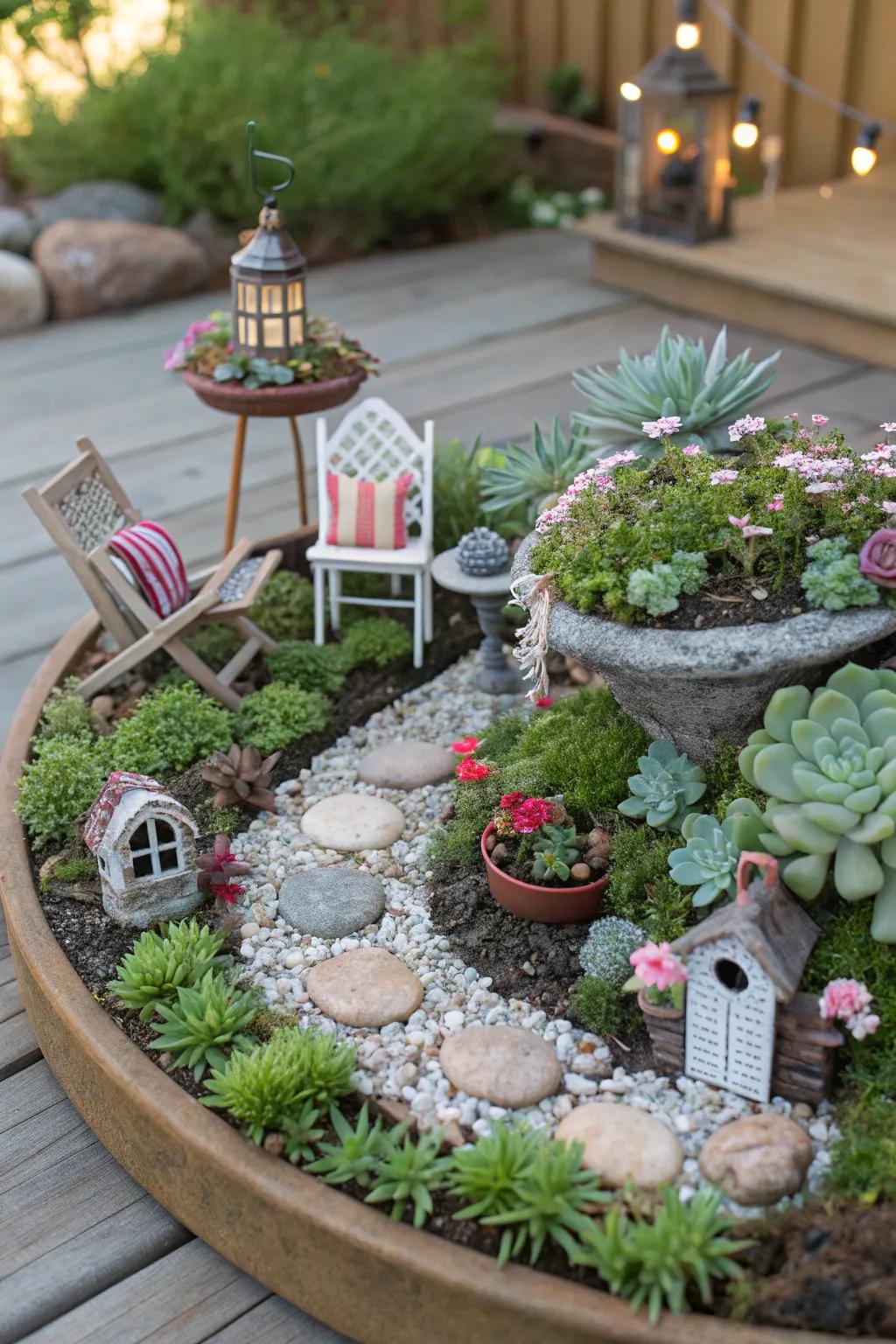 A wonderland creates a delightful fantasy scene in miniature.