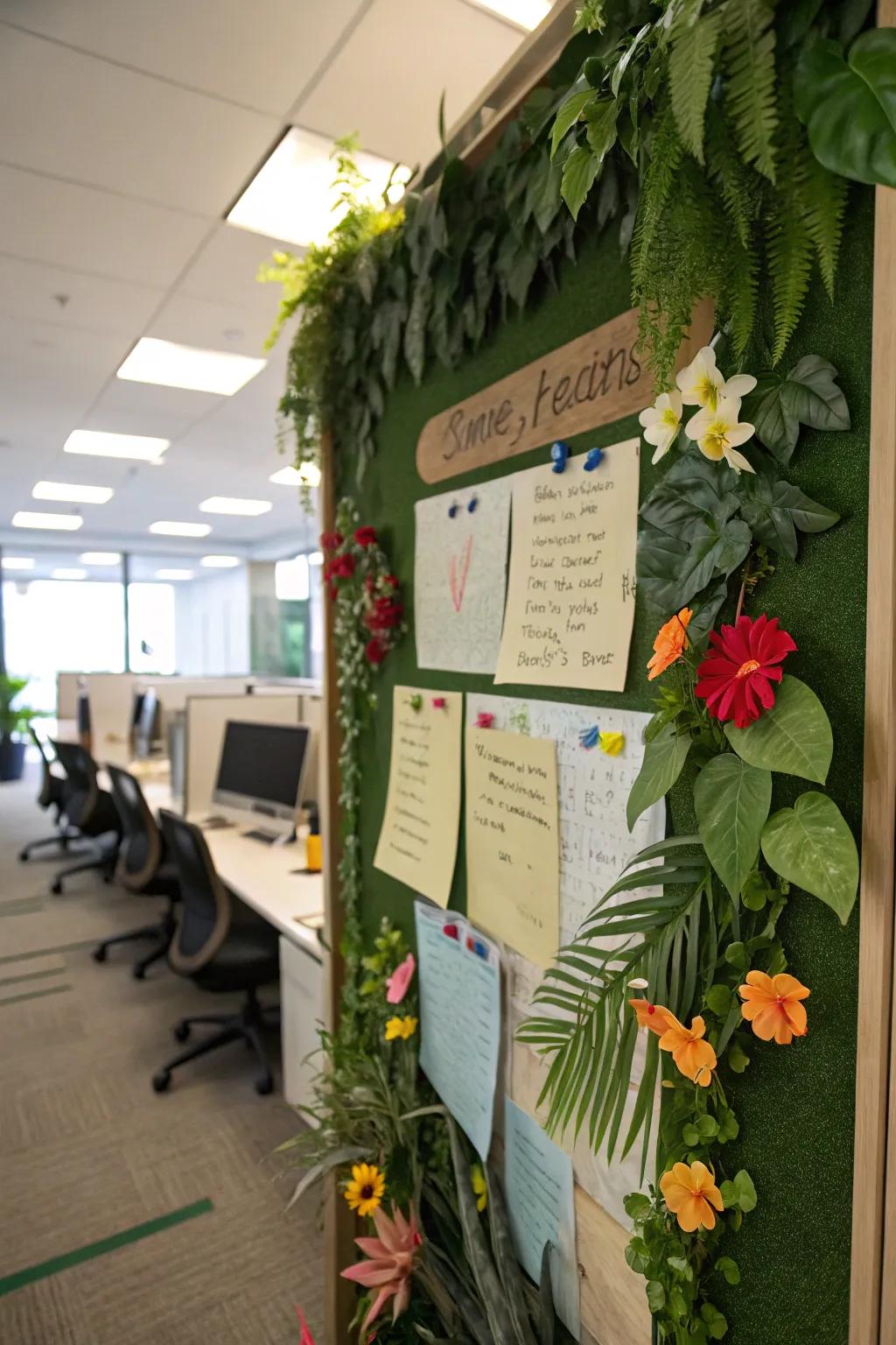 Incorporate nature's beauty into your office with a lush, floral board.