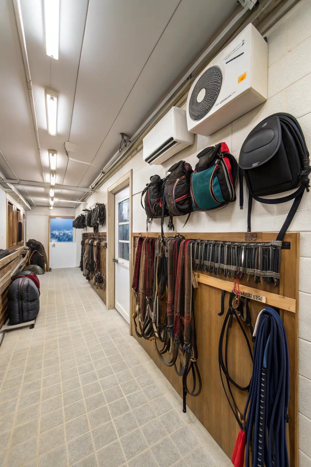Temperature control in a tack room to keep valuable gear in good condition.