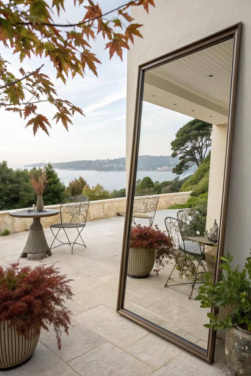 Mirrors can make small terraces appear more spacious.