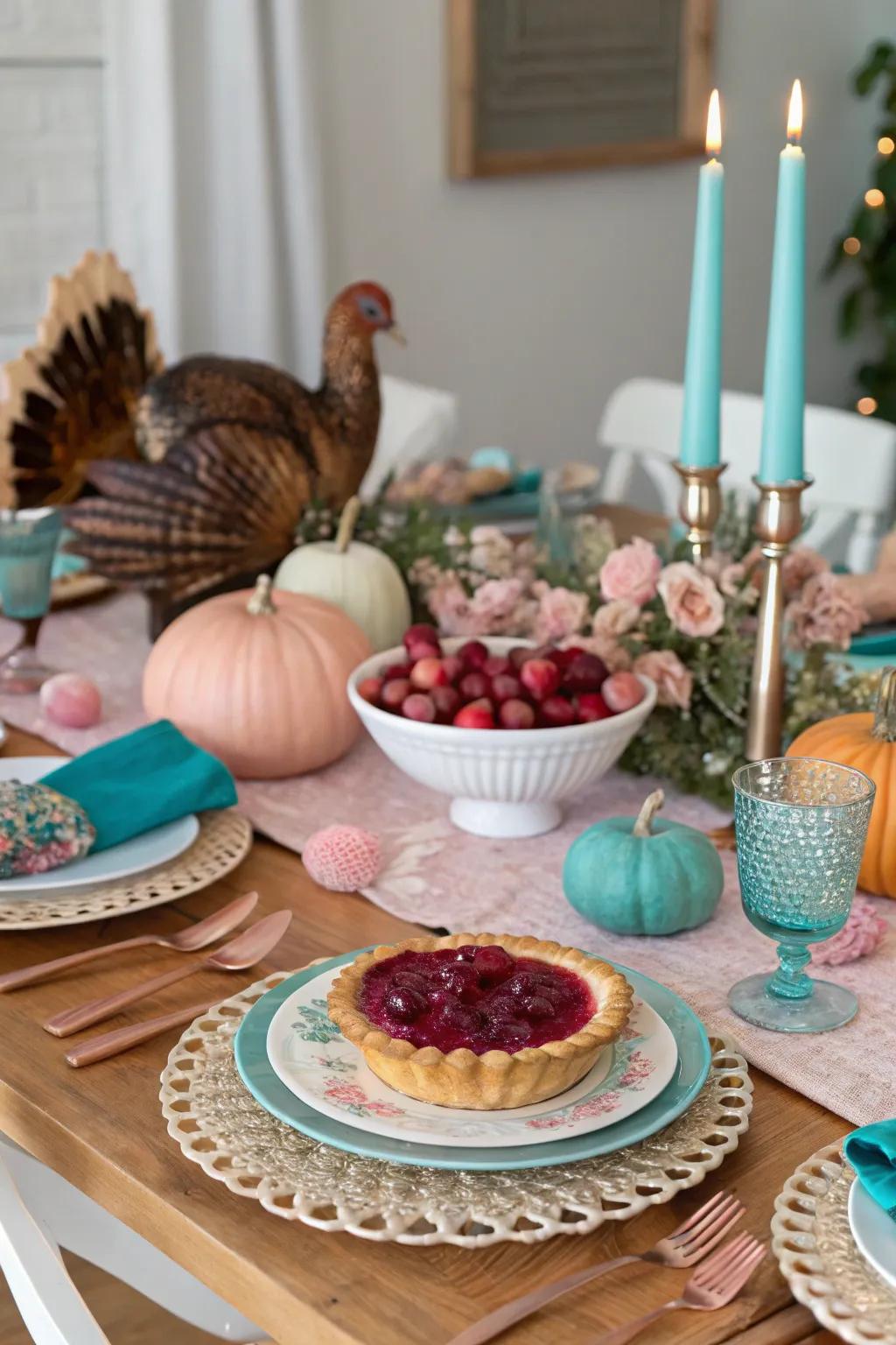 A splash of color can make your Thanksgiving table truly unique.