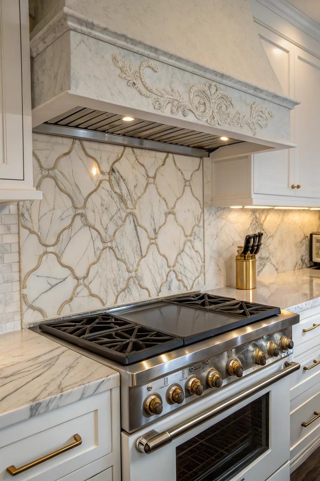 Marble panels add a luxurious and timeless elegance.
