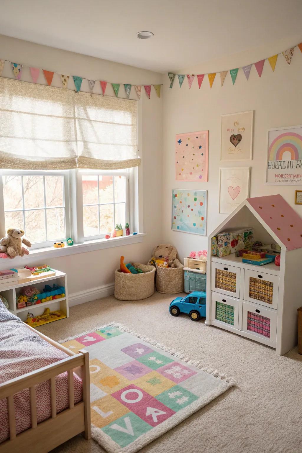 An interactive play zone promotes exploration.