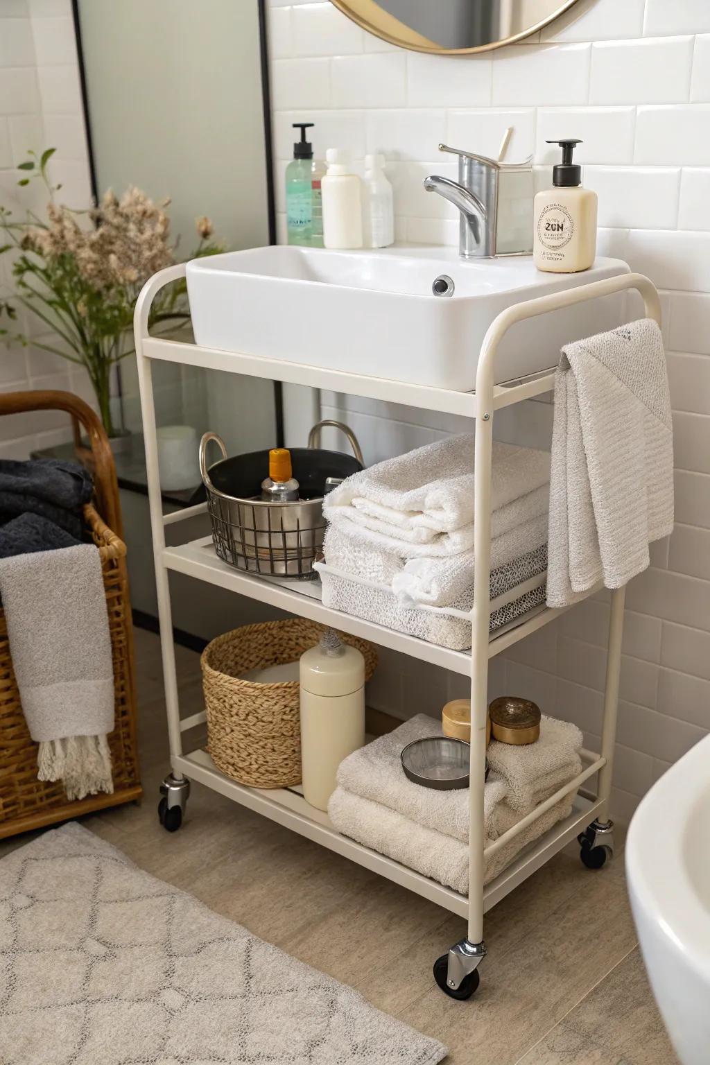 Rolling carts provide storage choices that are movable and adaptable.