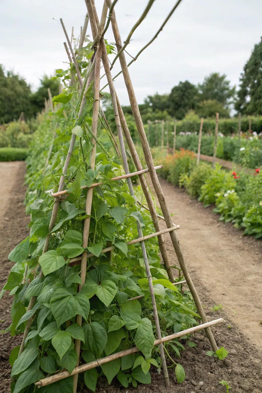 Create a budget-friendly cane trellis for your garden.