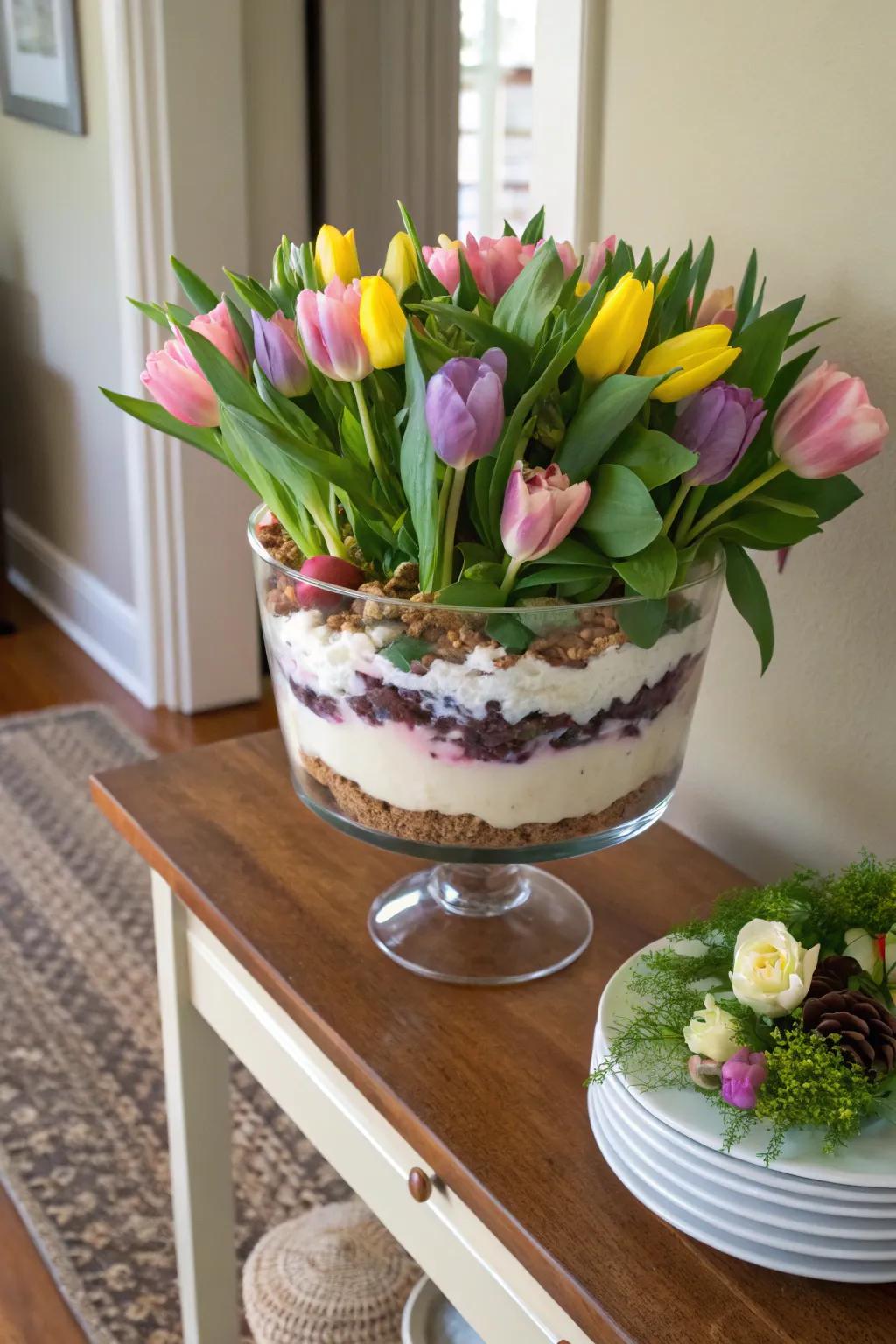 A trifle bowl capturing the spirit of springtime.
