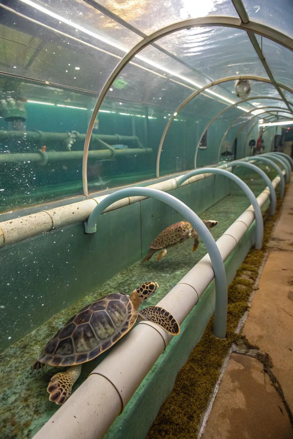 Submarine passages deliver adventure and exploration prospects for your turtle.
