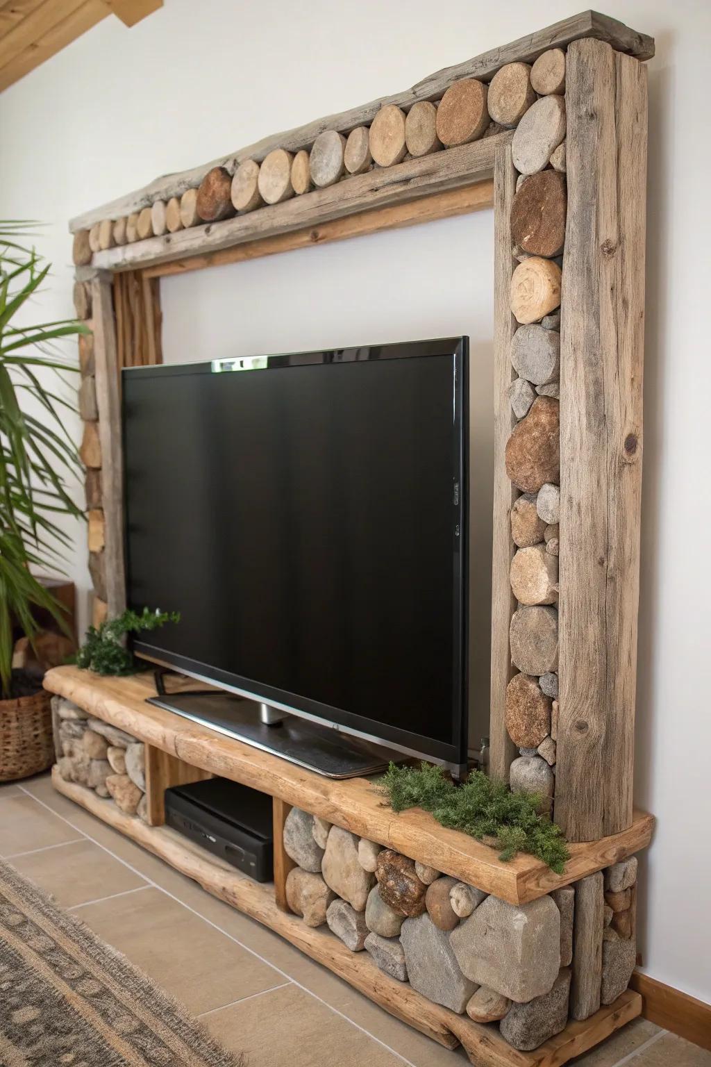 Bring the outside in with a nature-themed TV frame.
