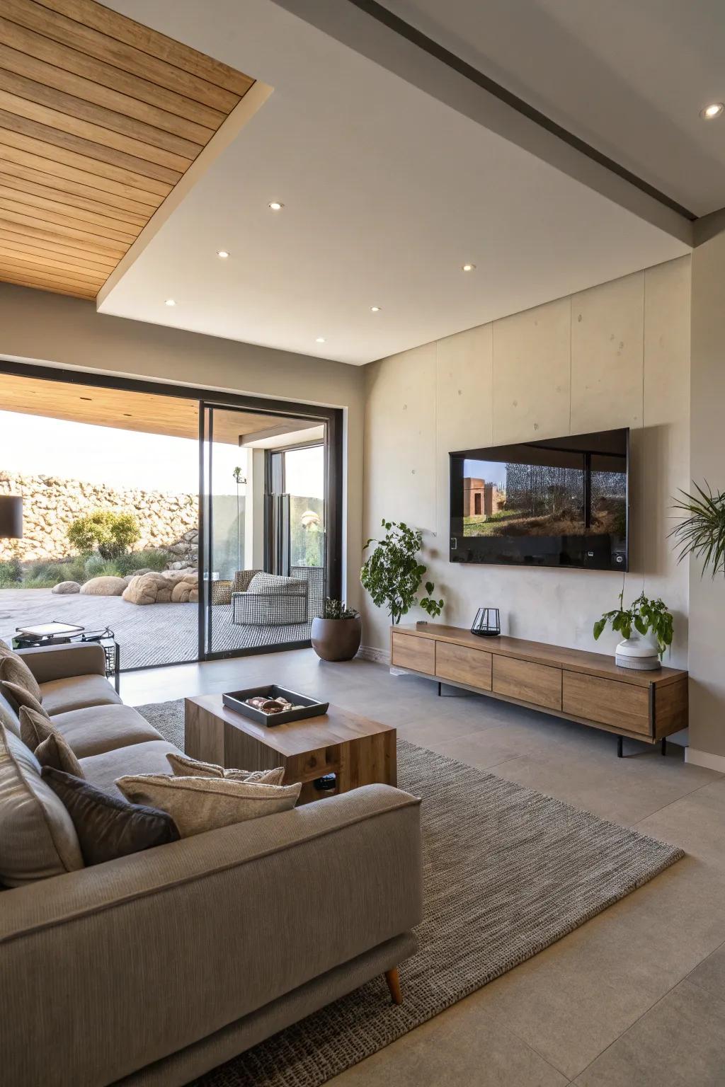 Optimizing vertical space maintains an open and spacious room.