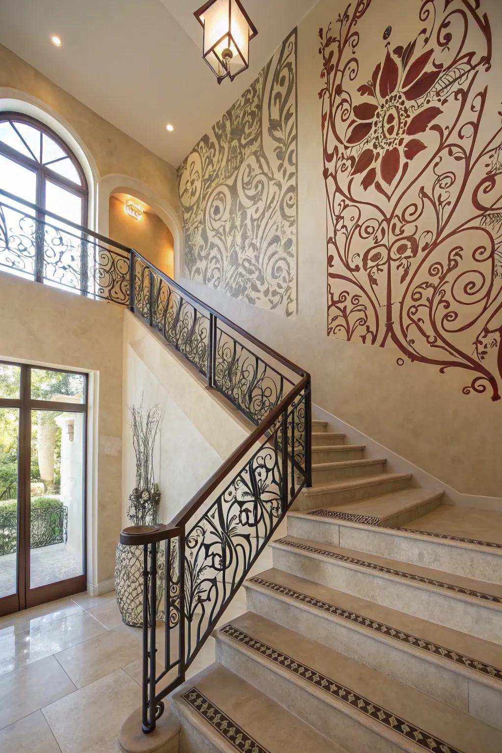Turn your staircase into a work of art using lime-based plaster.