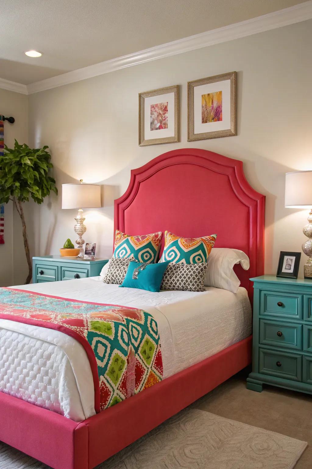 Striking hues can instantly transform your headboard and space.