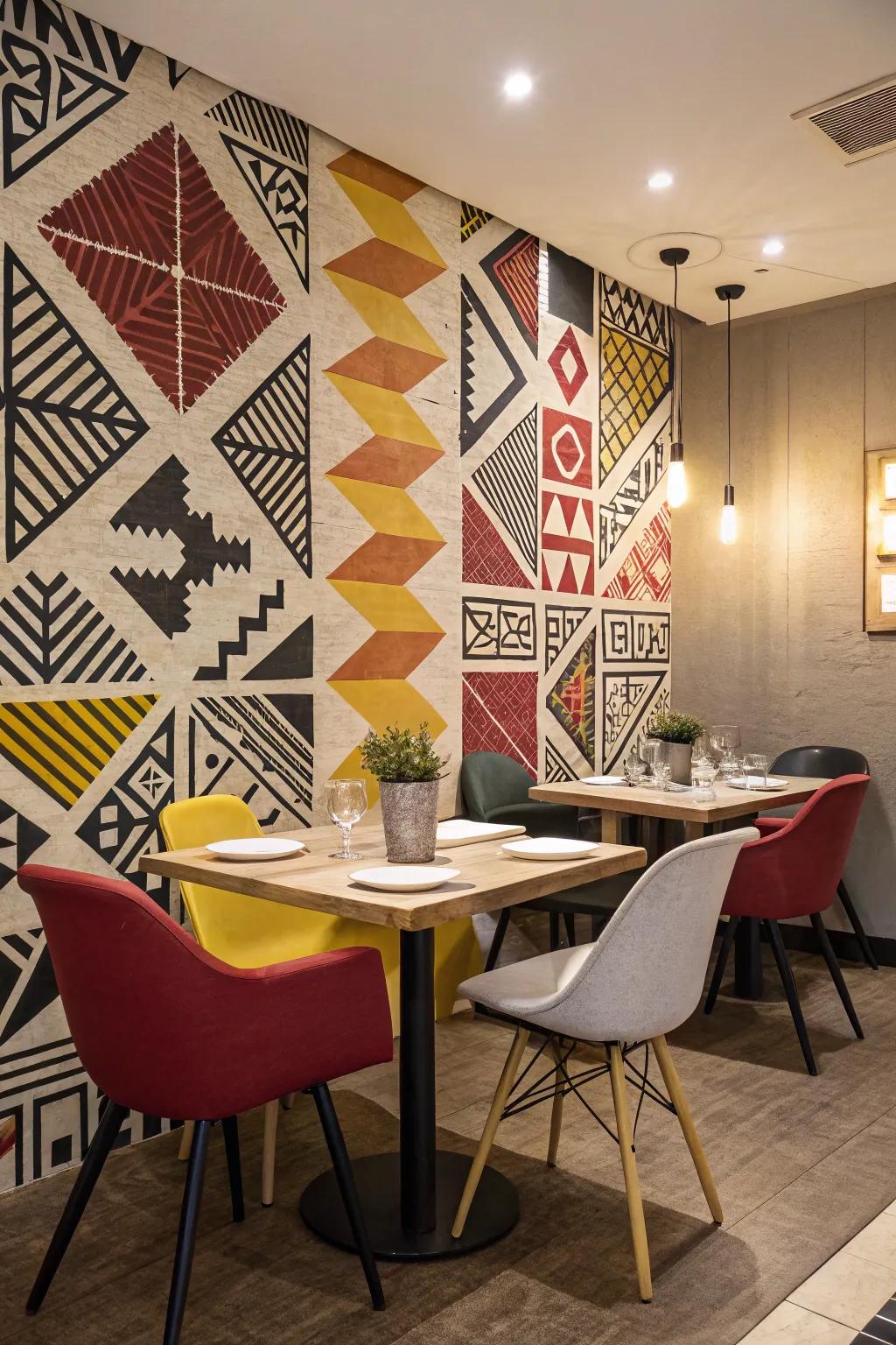 Geometric patterns introduce a modern look.