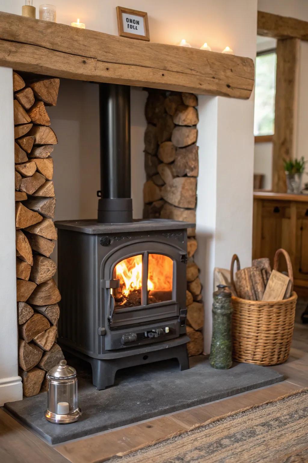 A mantelpiece enhances both the charm and utility of your appliance setup.