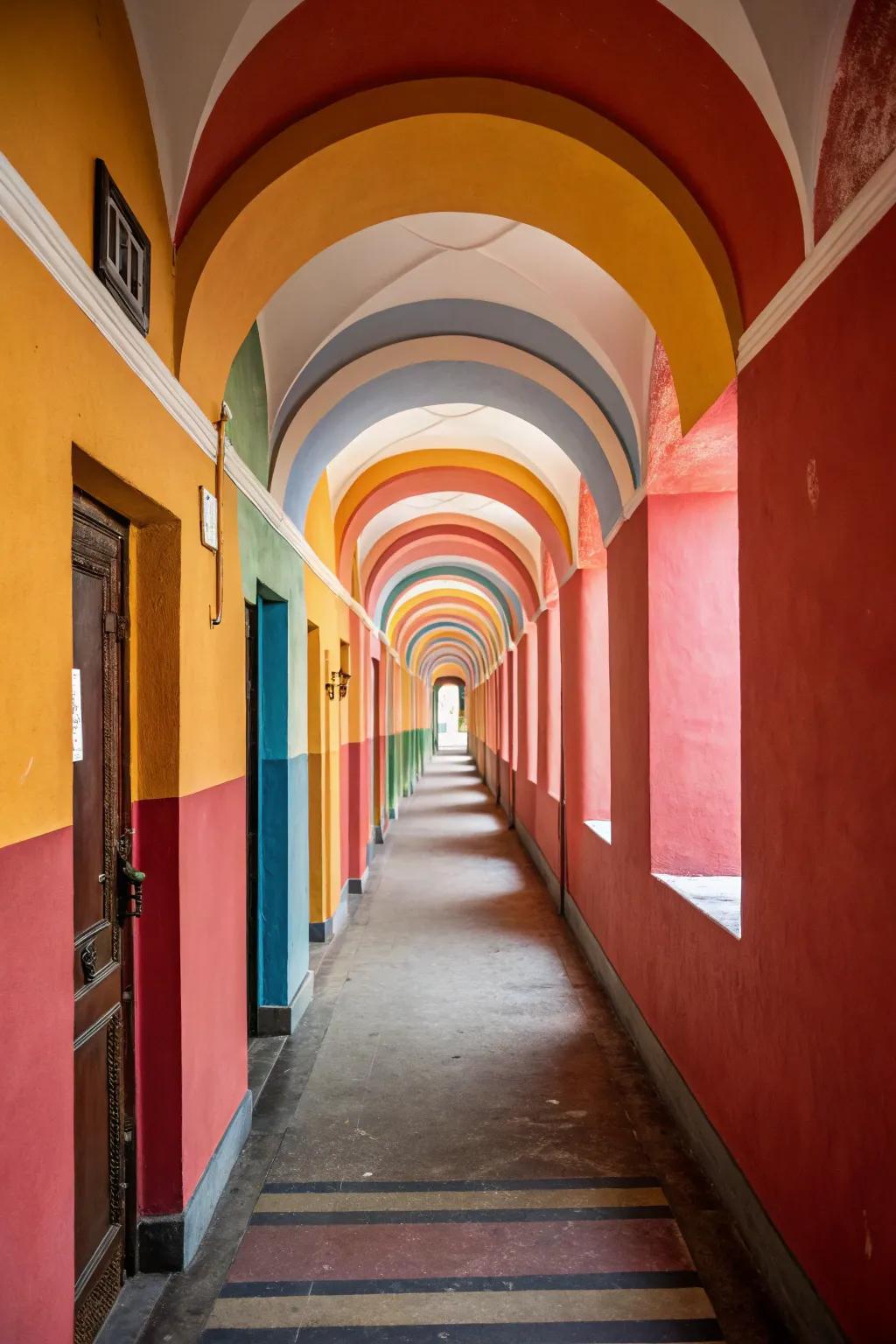 Painted arches add character to a hallway.