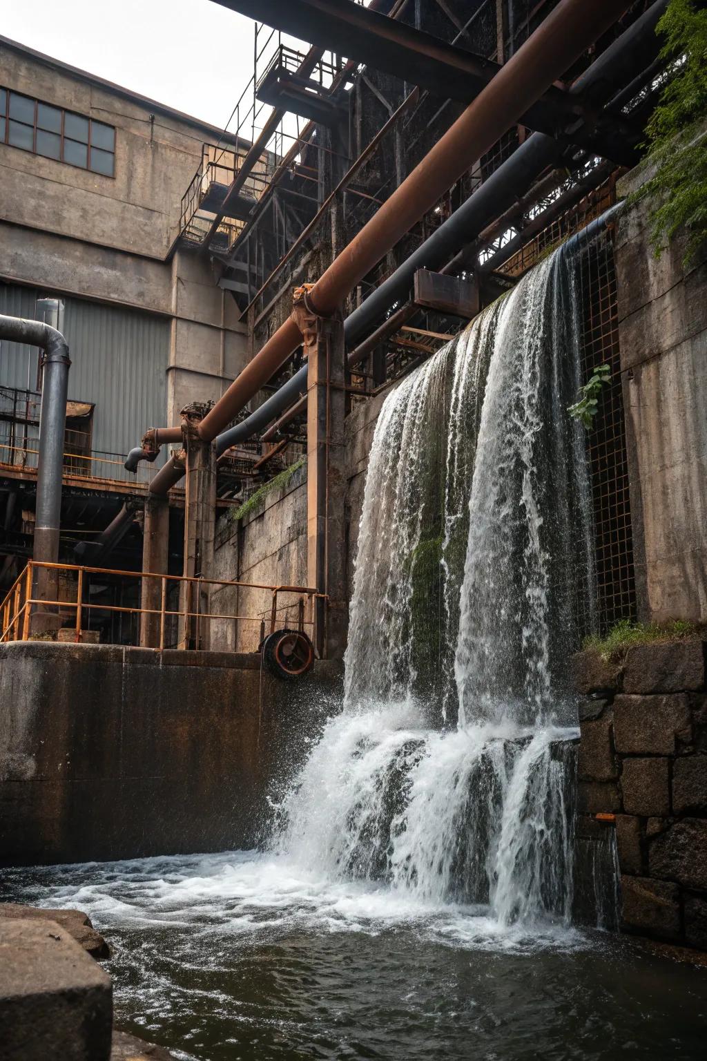 Metal tube waterfalls add factory flair.