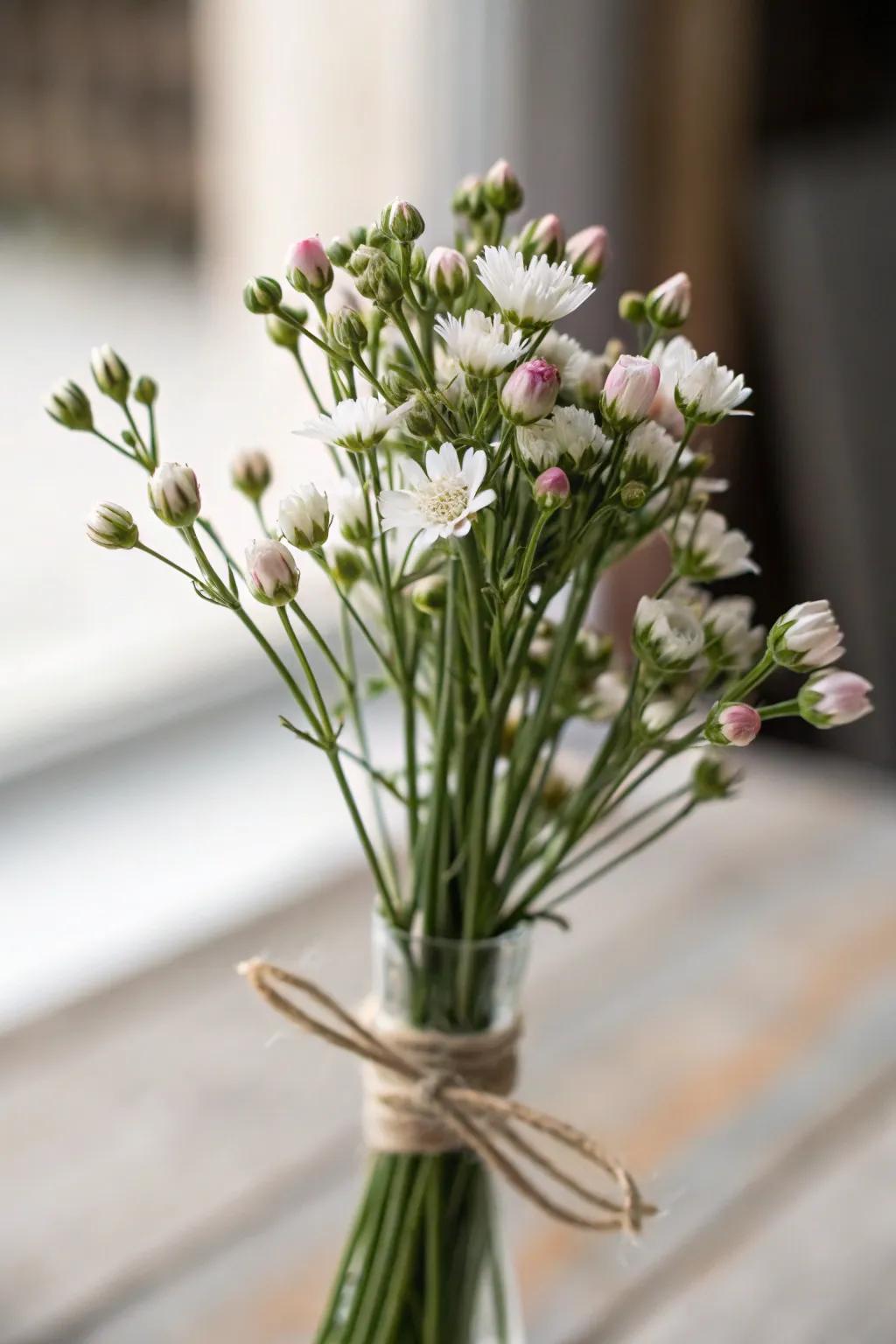 A subtle arrangement featuring tiny flower buds.