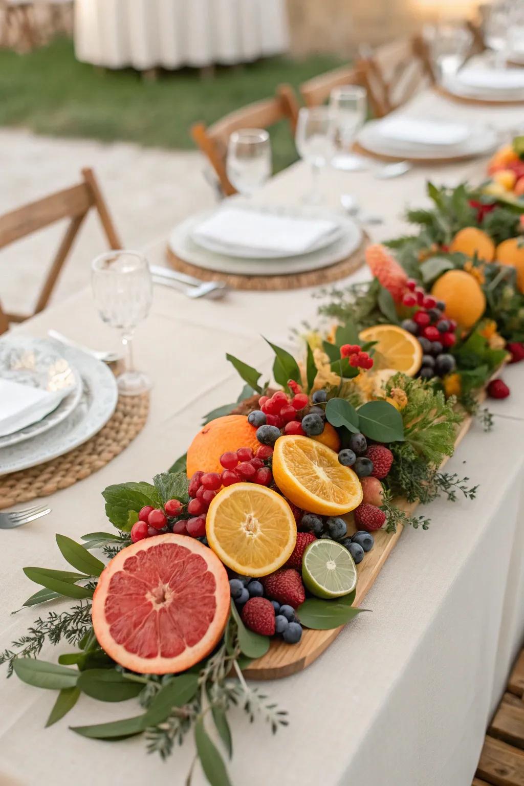 Seasonal fruits add color and freshness to the head table.
