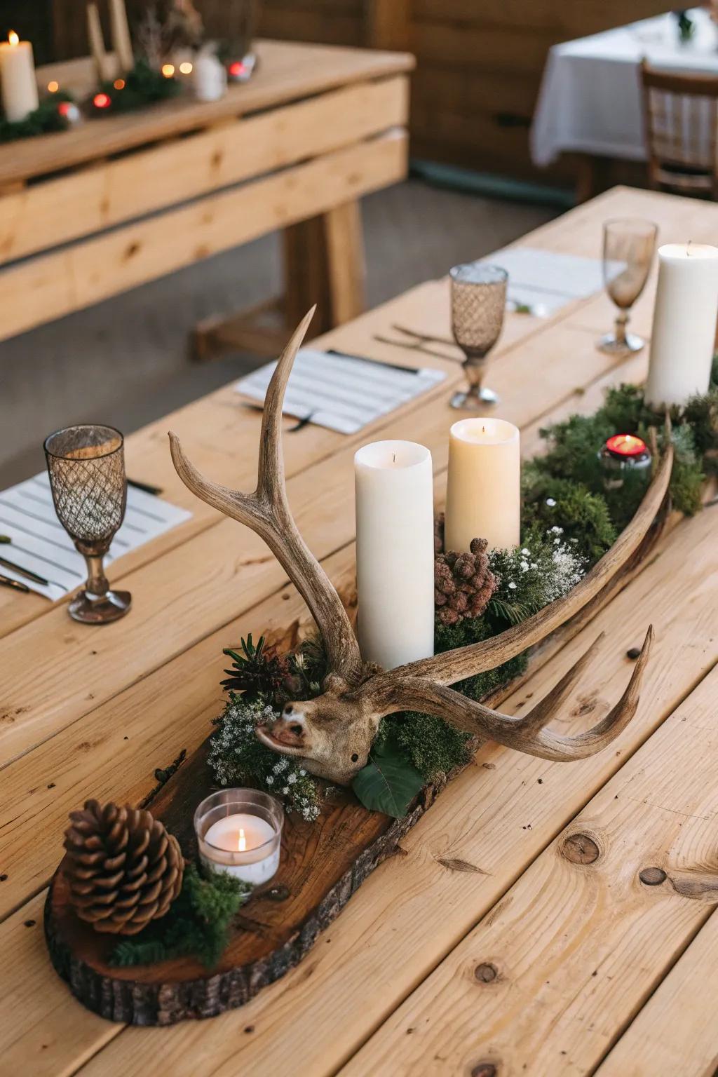 Antlers give a stylish and country charm to any table setting.