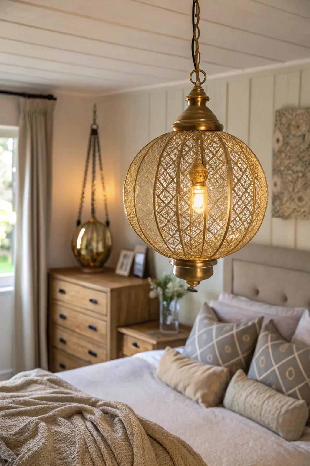 Lights that are golden make your modern bedroom elegant.