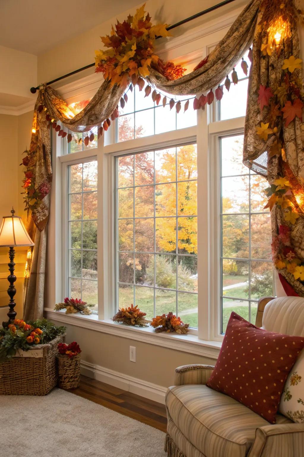 Reflect the seasons with themed drapes.