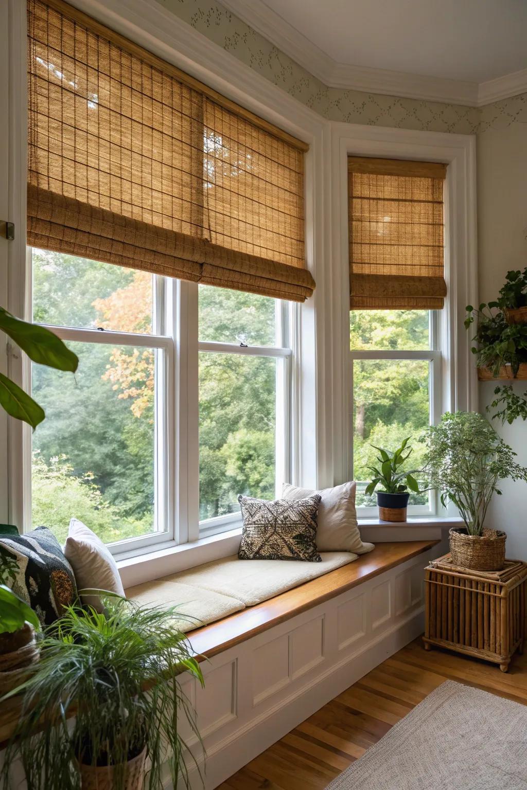 Cane shades offer a natural and sustainable option.