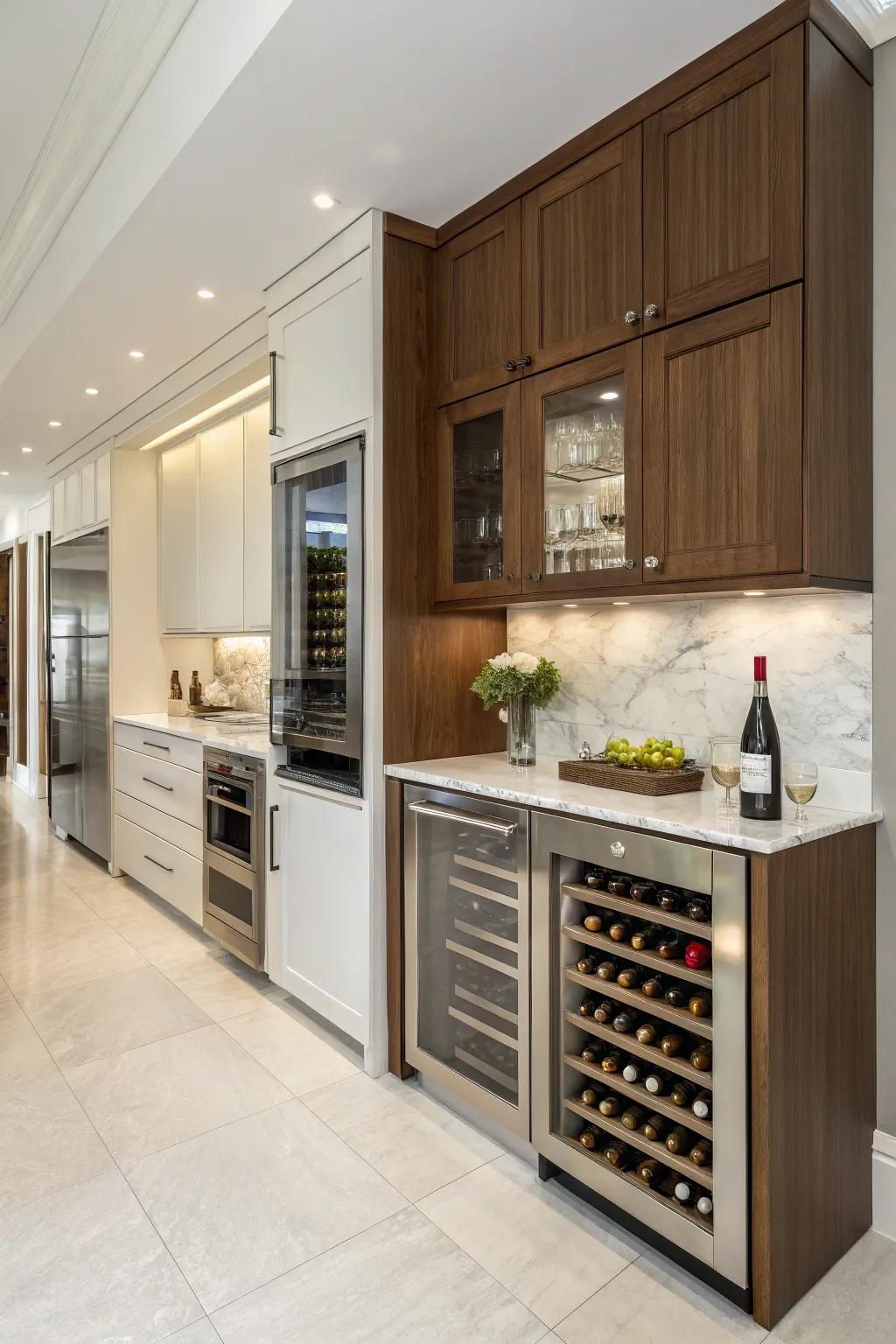 Discreet wine storage provides a sleek and subtle solution.