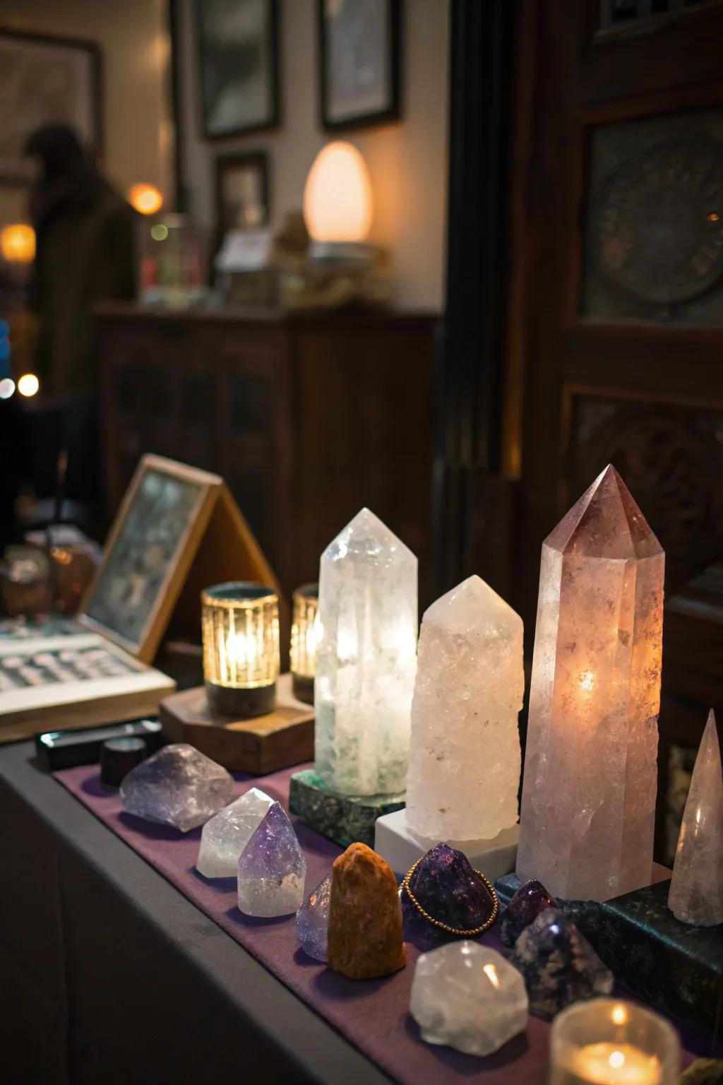 Vitrines injecting sparkle and flair to the retreat.