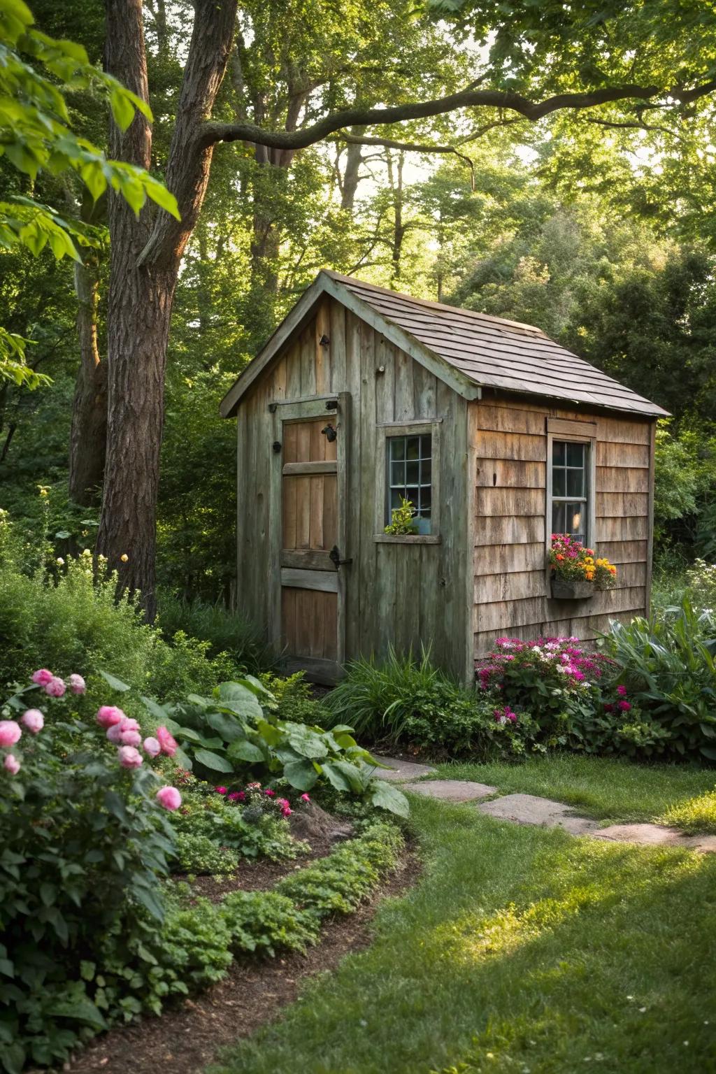 A hidden writing shed surrounded by nature&rsquo;s embrace.