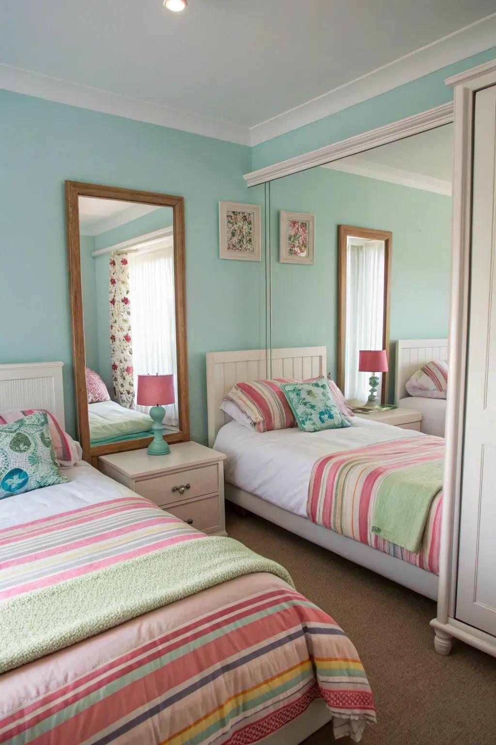 Mirrors for brightness and space.