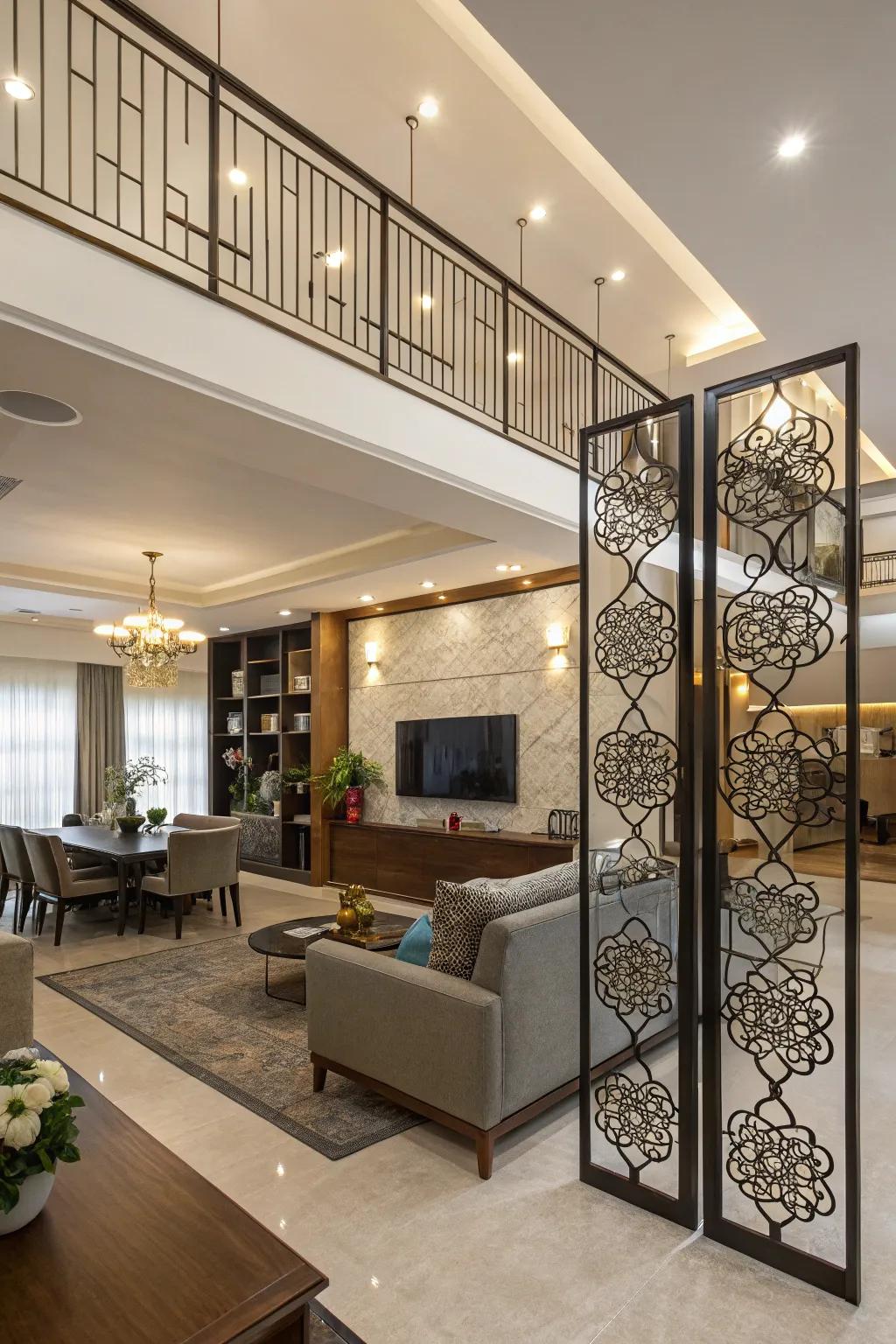 Room dividers define spaces without closing them off.