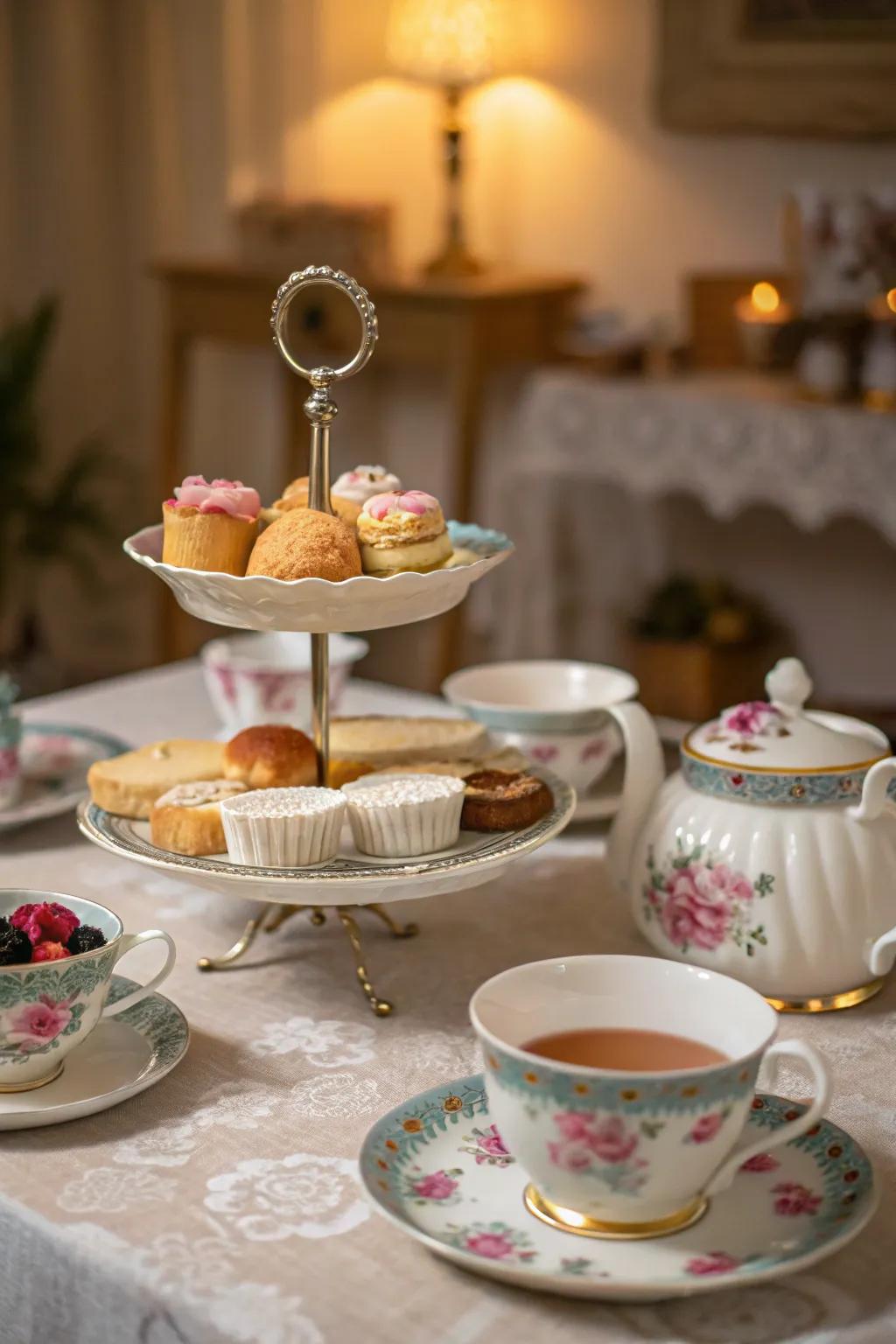 Host a delightful vintage high tea event with elegant details.