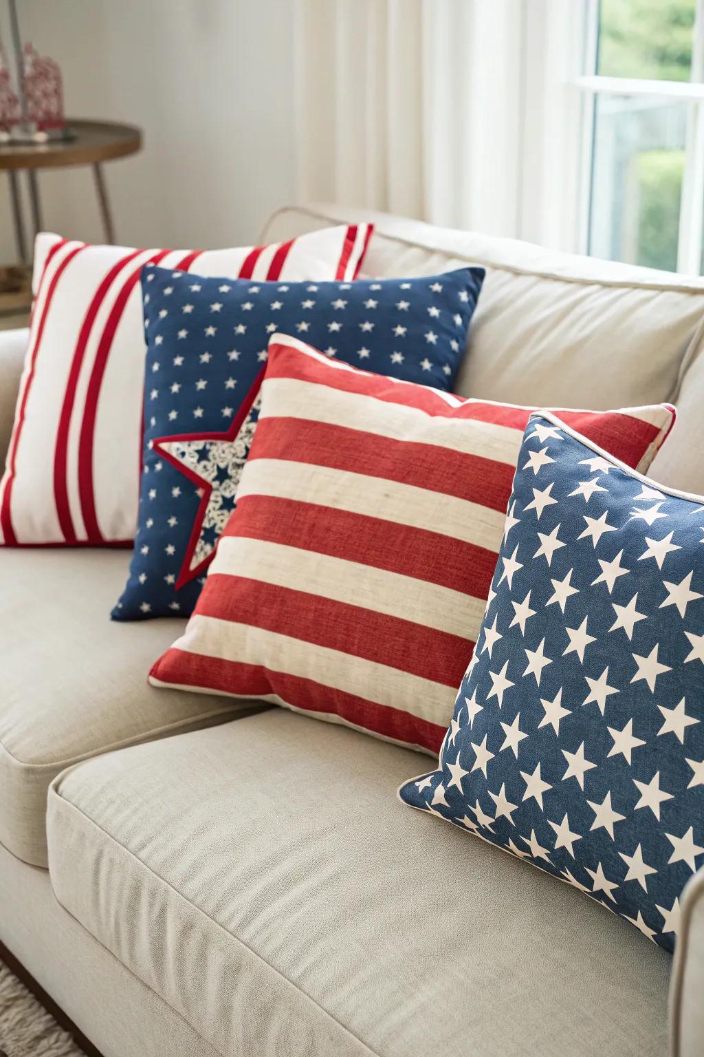 Nationalistic soft cushion covers effortlessly update your living space.