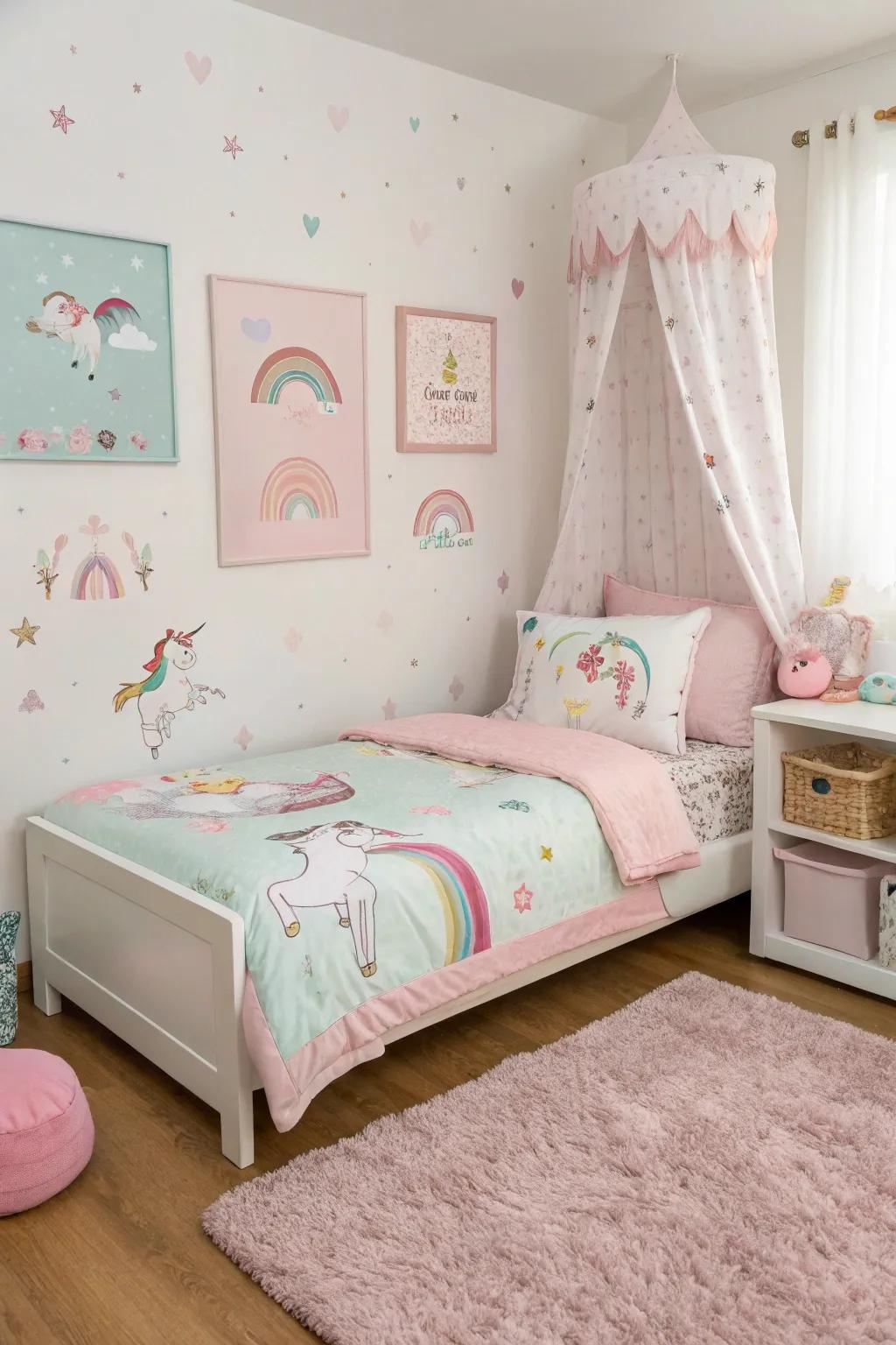 Themed decor fosters an enchanting and cohesive space.