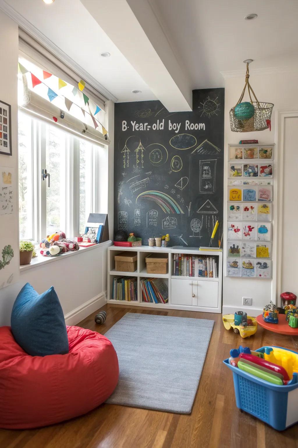 A chalkboard surface for creativity and expression.