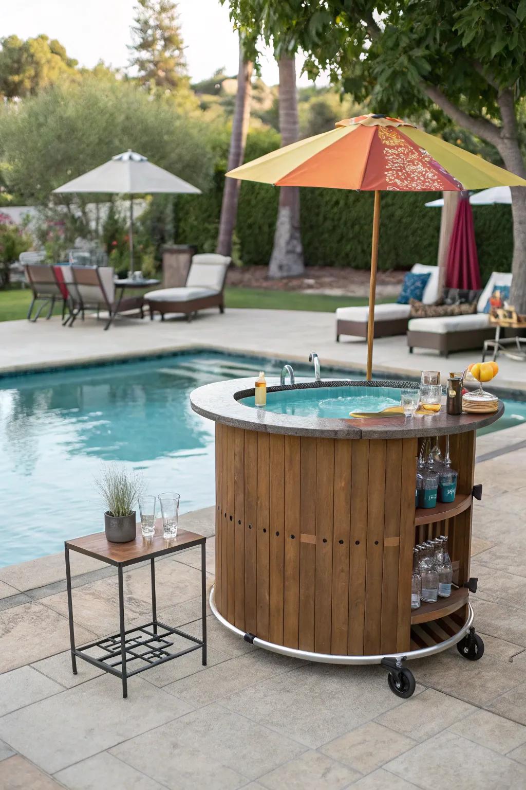 Portable bars offer flexibility and convenience for your poolside gatherings.