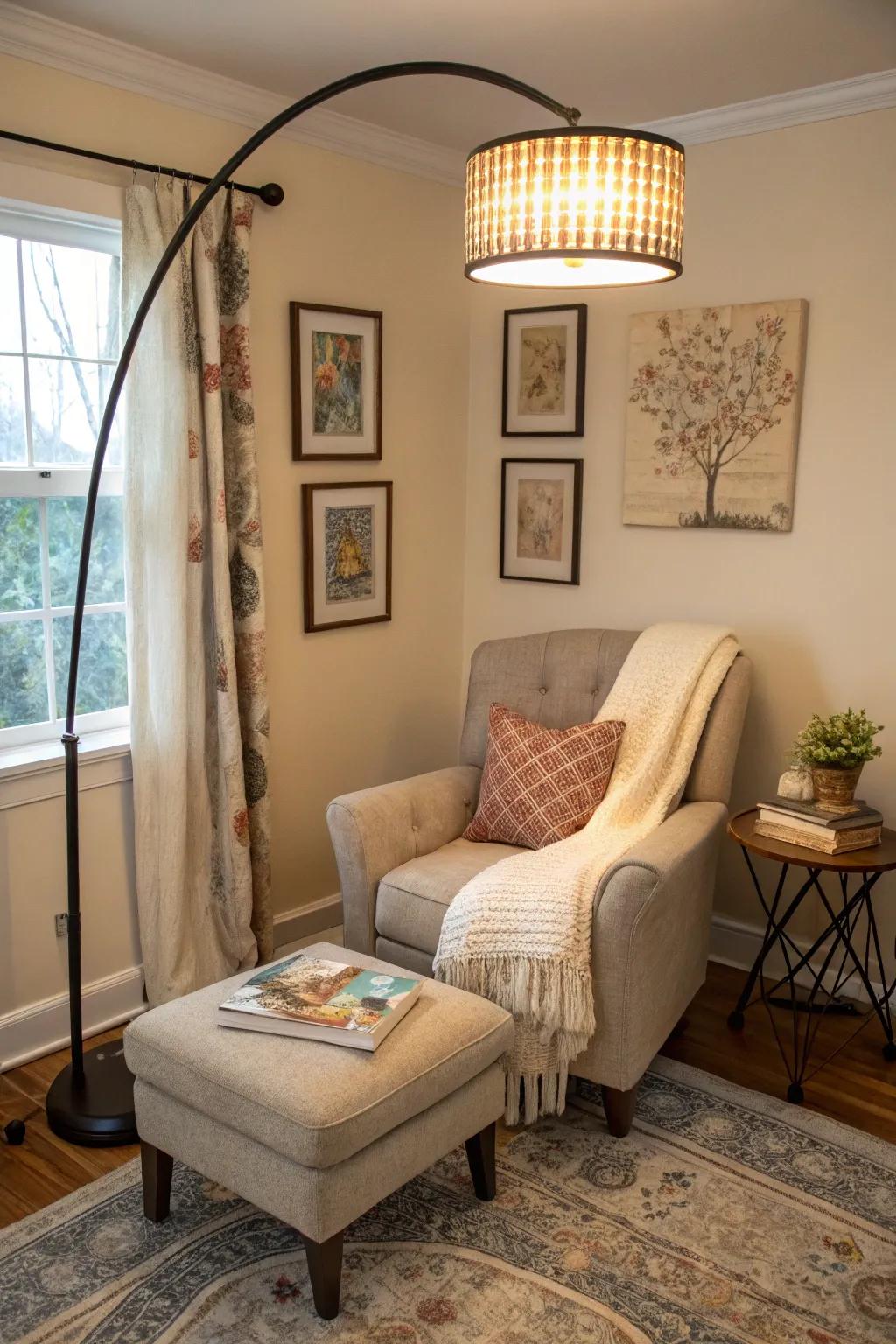 Illuminate dim corners using a chic standing light.