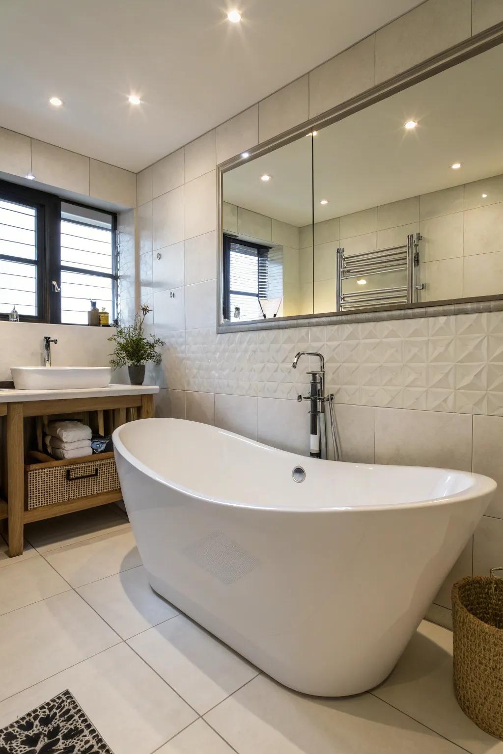 A uniquely shaped tub can be a stunning focal point.