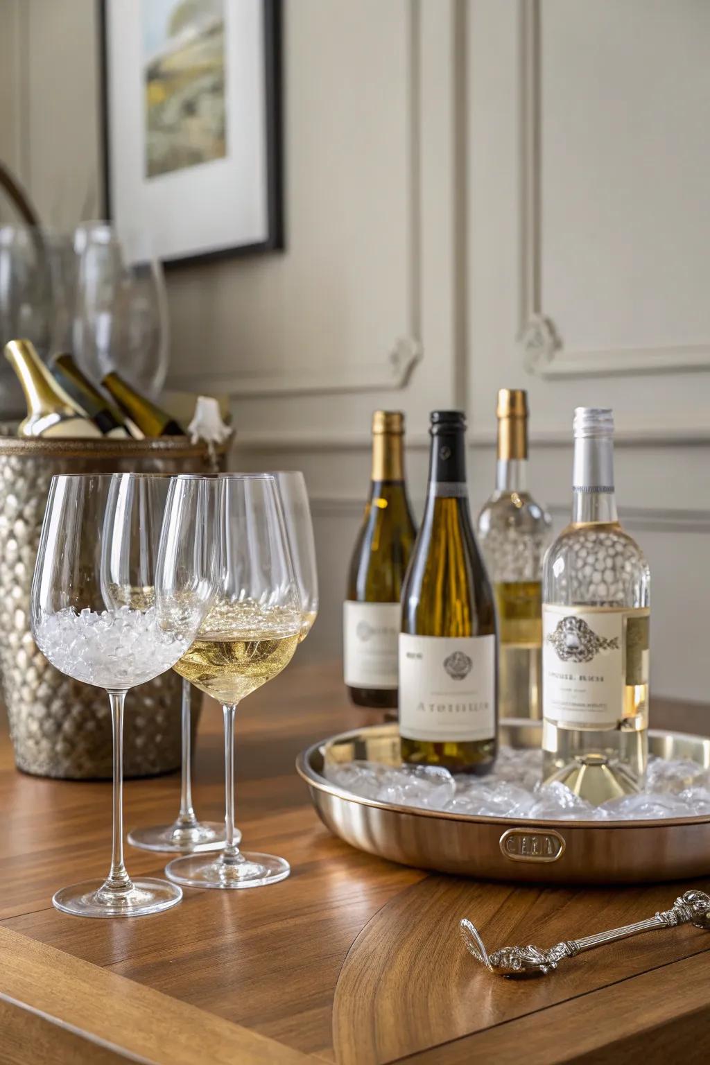 A white wine tasting session adds a sophisticated touch to the event.